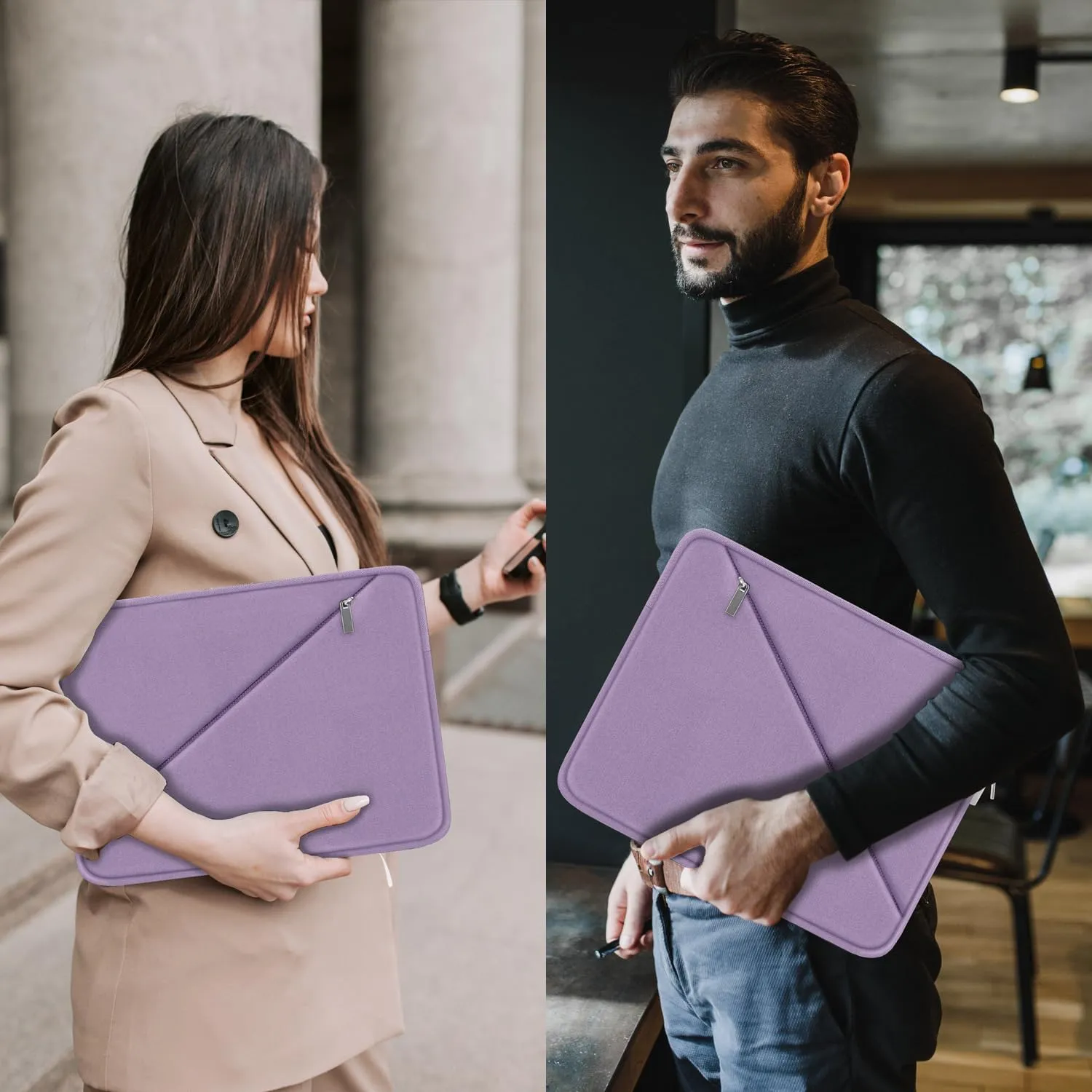 Laptop Case 15.6 inch, Traveling Carrying Computer Bag with Zippered Pocket, Shockproof Protective Laptop Sleeve Compatible for Apple Notebook, HP, Dell, Acer, Asus, Lenovo, Light Purple
