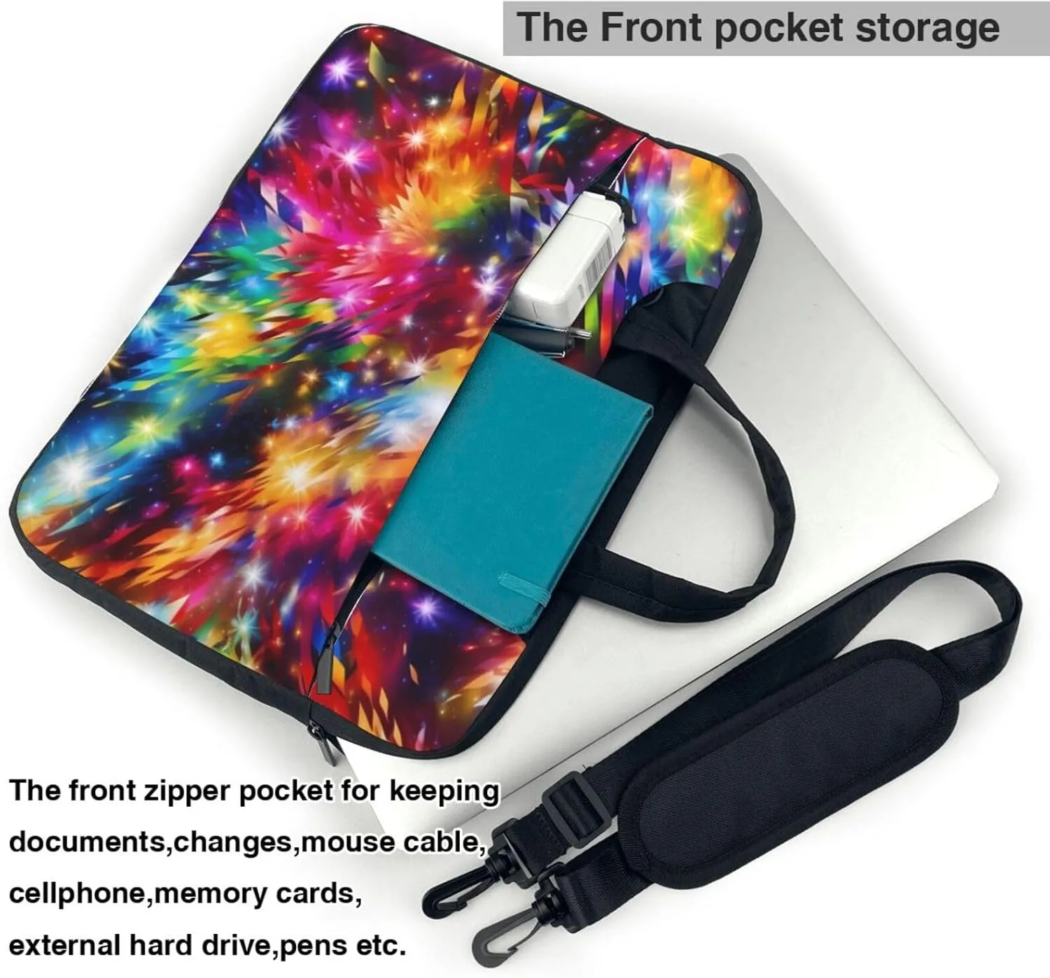 Laptop Shoulder Bag Laptop Bag Computer Bag Bright Colorful Art Messenger Bag for Unisex
