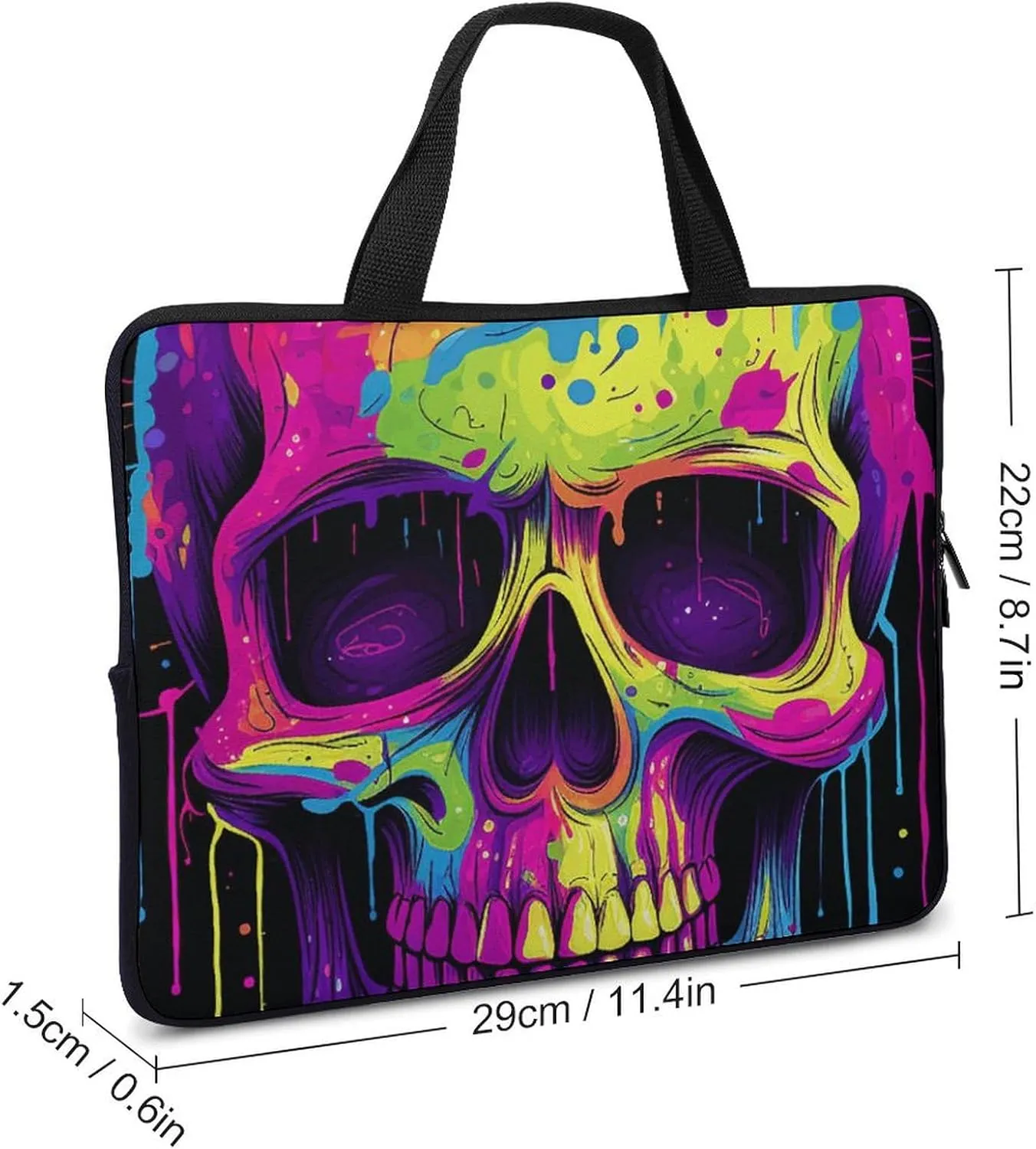 Laptop Shoulder Bag Laptop Bag Computer Bag Color Skull Art Messenger Bag for Unisex