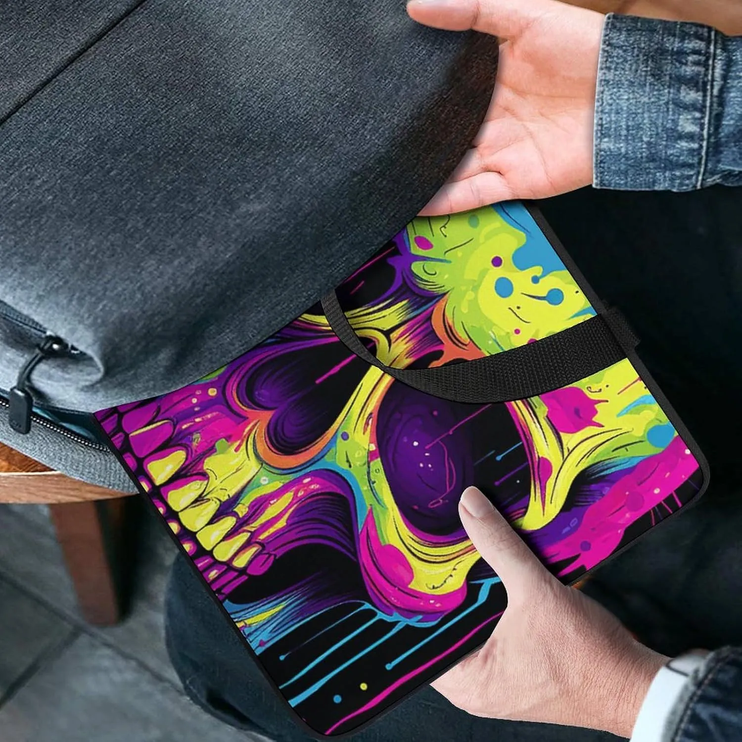 Laptop Shoulder Bag Laptop Bag Computer Bag Color Skull Art Messenger Bag for Unisex