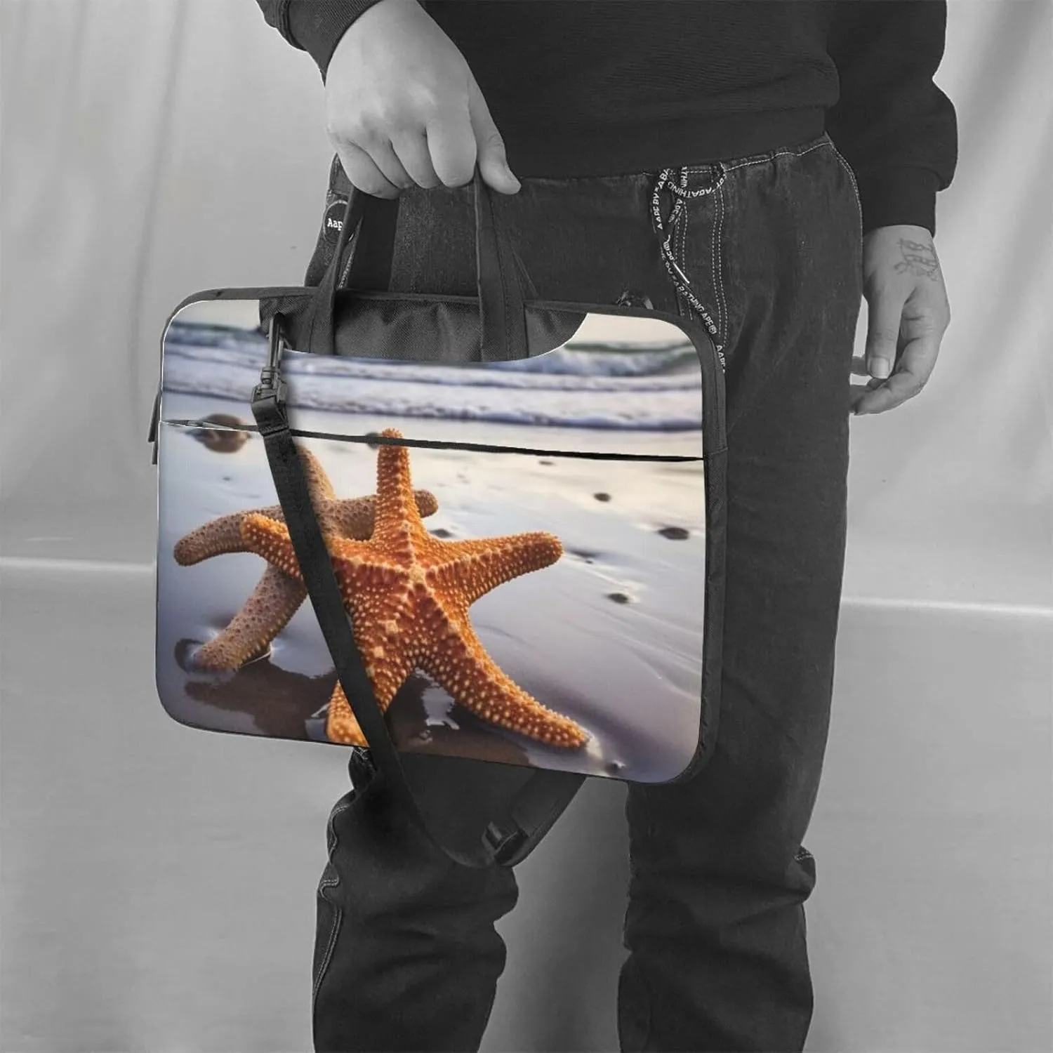 Laptop Shoulder Bag Laptop Bag Computer Bag Starfish on the beach Messenger Bag for Unisex