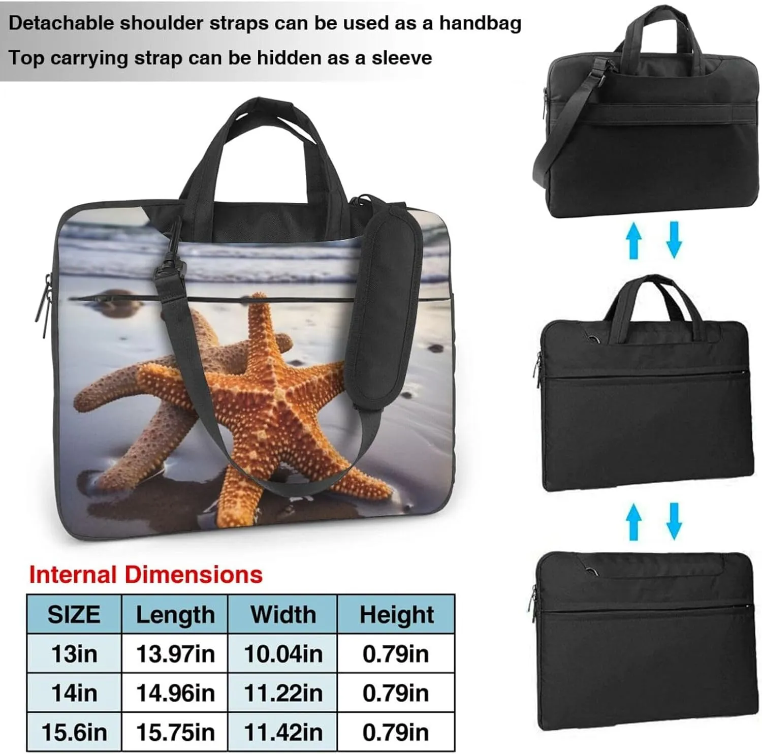 Laptop Shoulder Bag Laptop Bag Computer Bag Starfish on the beach Messenger Bag for Unisex