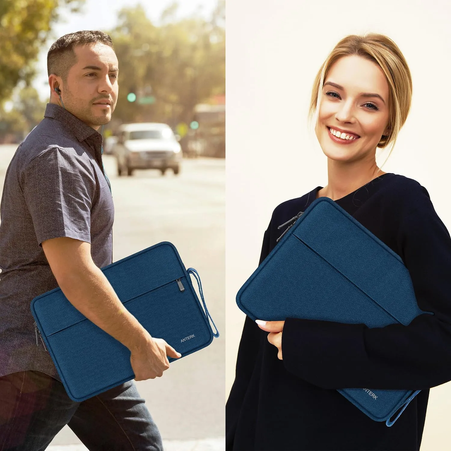 Laptop Sleeve Case 14 Inch, Water Resistant Traveling Computer Cover with Handle, Shockproof Protective Carrying Laptop Bag Compatible for 14 Inch MacBook Air/Pro, HP, Dell, Lenovo, Blue