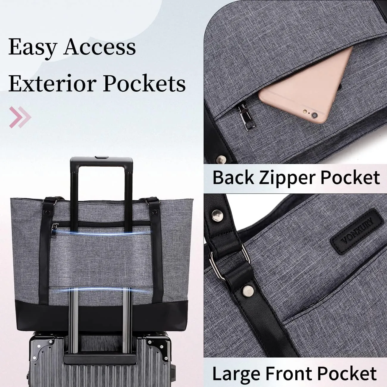 Laptop Tote Bag for Women, 15.6 Inch Computer Shoulder Bag Teacher Work Bag Travel Purse with Small Pouch VONXURY