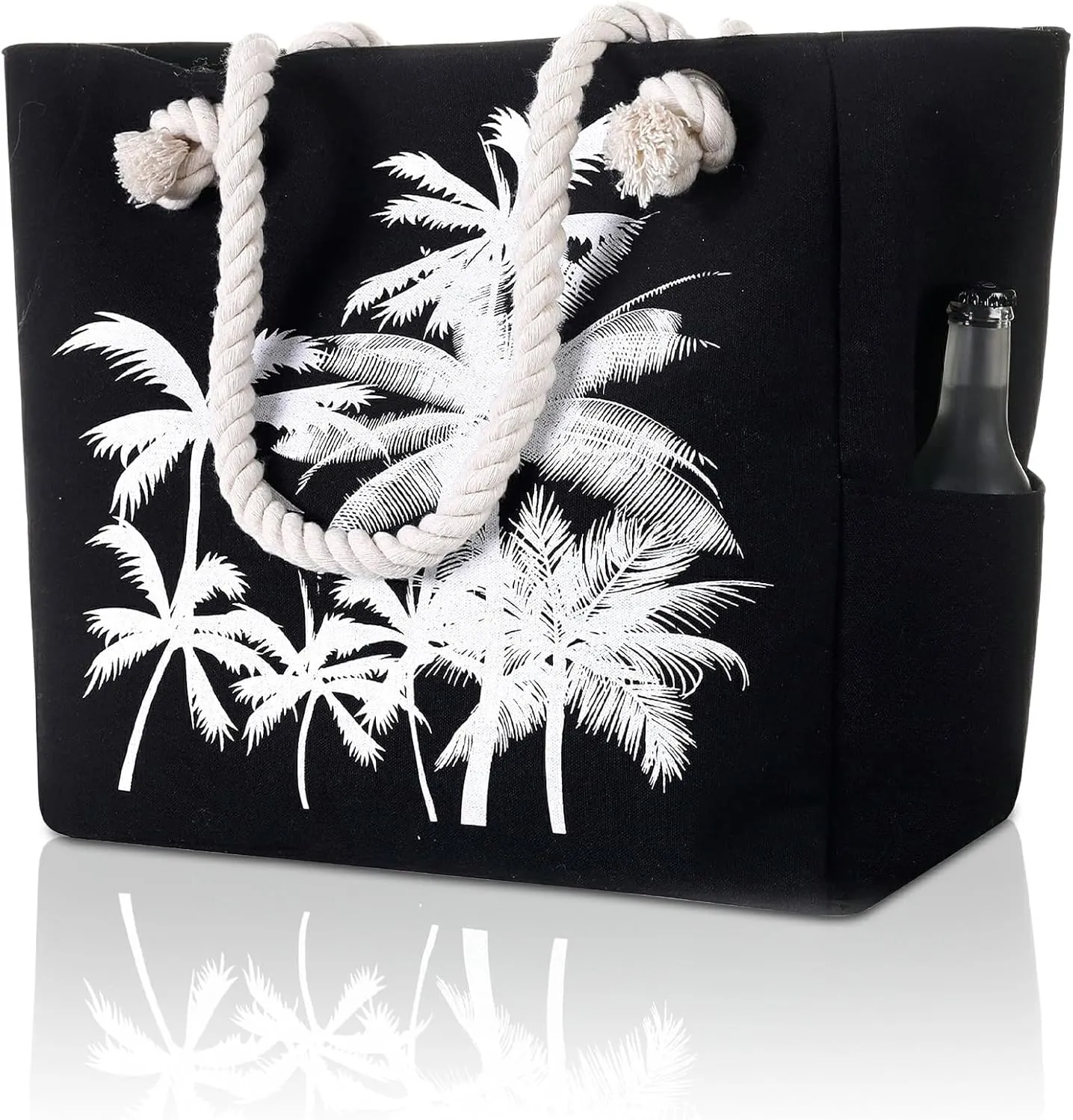 Large Canvas Beach Tote Bag with Zipper Waterproof for Women Swim Travel Swim Pool Shopping Cruise Essentials Gifts
