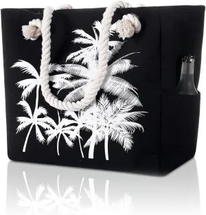 Large Canvas Beach Tote Bag with Zipper Waterproof for Women Swim Travel Swim Pool Shopping Cruise Essentials Gifts
