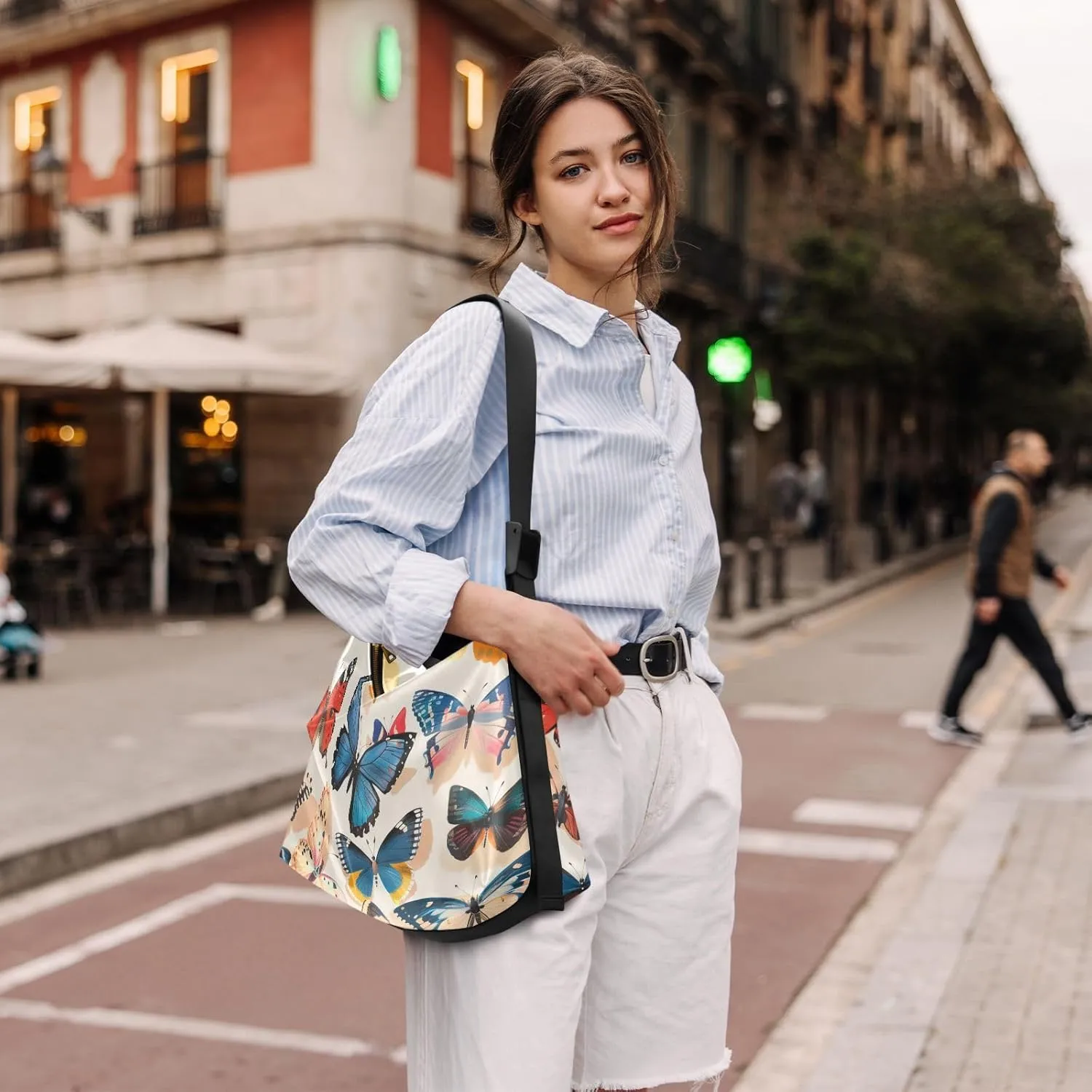 Large Capacity Crossbody Shoulder Bag Handbag Casual Tote Bag With Adjustable Strap Zipper For Men Women