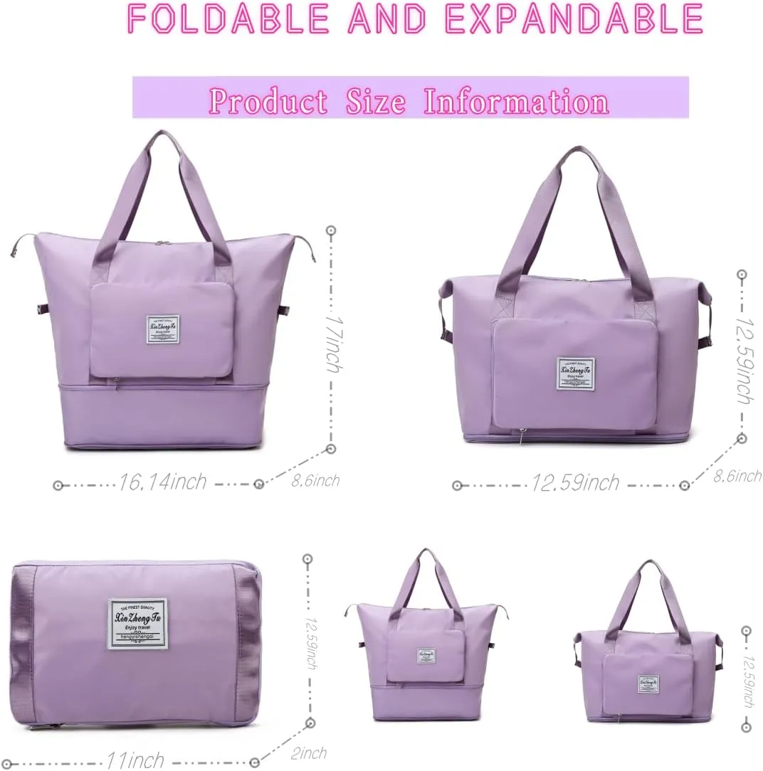 Large Capacity Foldable Travel Bag Expandable Collapsible Dry and Wet Separation Large Capacity Travel bag