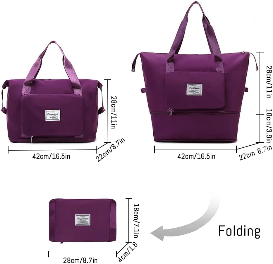 Large Capacity Foldable Travel Duffel Bag, Waterproof Lightweight Carry-on Bags, Suitable for Overnight