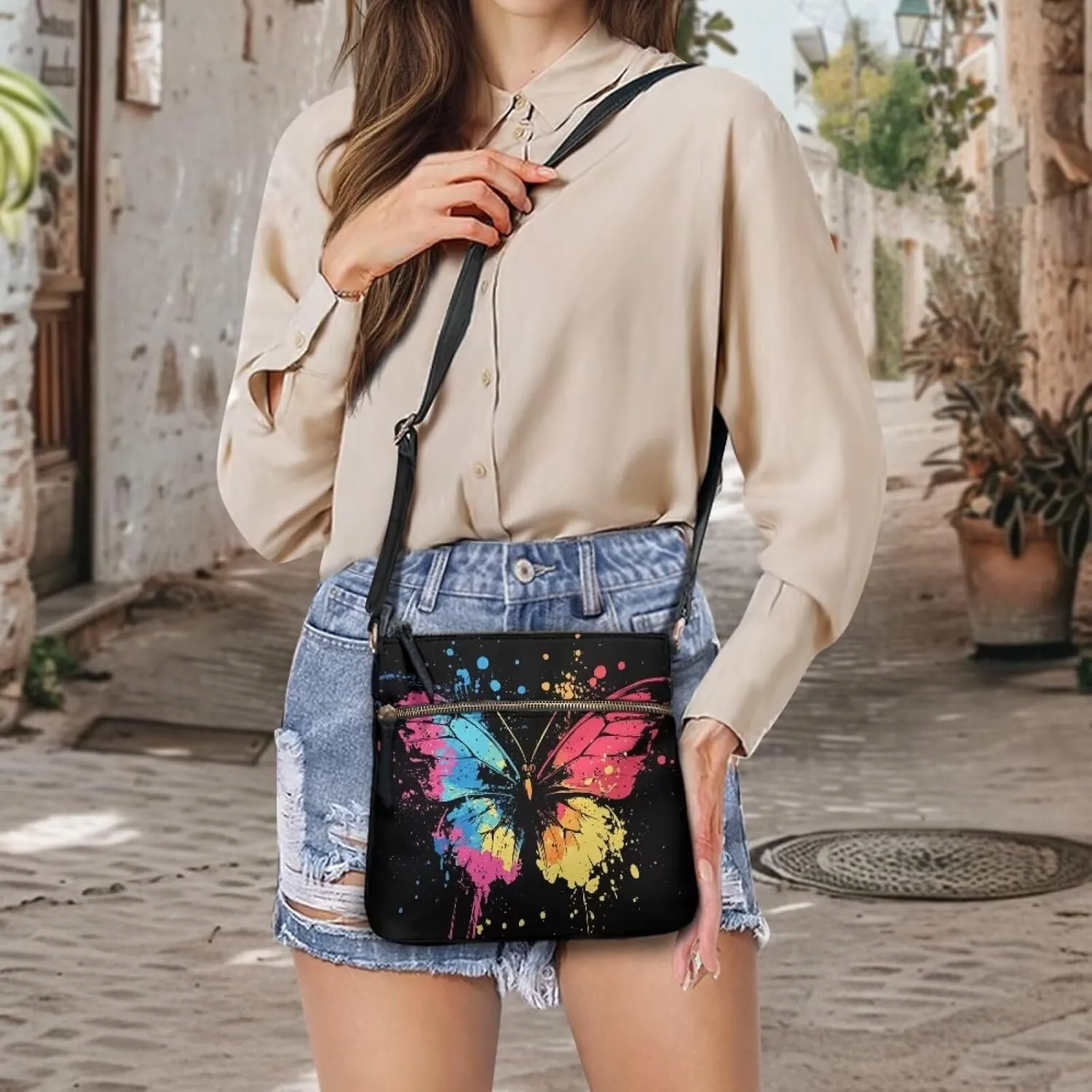 Large Capacity Leather Shoulder Bag with Adjustable Strap for Women
