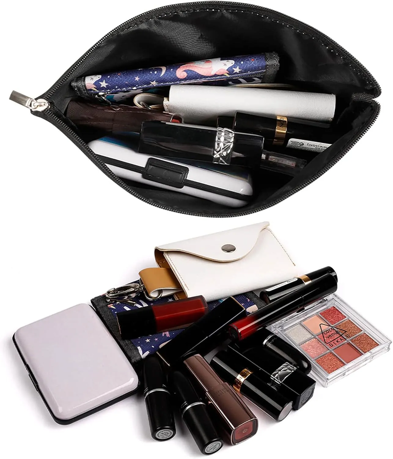 Large Capacity Makeup Bags for Women Portable Leather with Zipper Travelling Makeup Bag Beach Bus Printed