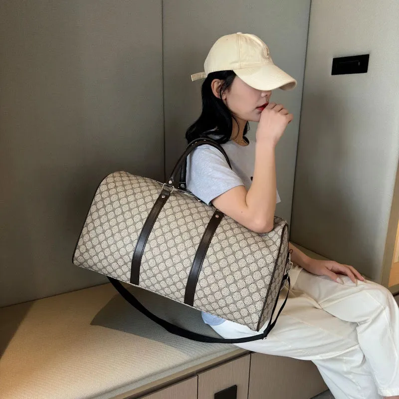 Large Capacity PU Leather Women's Travel Bag | Fitness Crossbody Handbag for Luggage & Weekend Trips