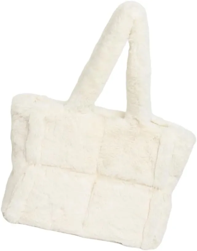 Large Capacity Soft Plush Bag for Women Winter Fleece Shoulder Purse Handbag Spacious for Shopping or Casual Outings