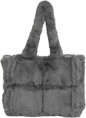Large Capacity Soft Plush Bag for Women Winter Fleece Shoulder Purse Handbag Spacious for Shopping or Casual Outings
