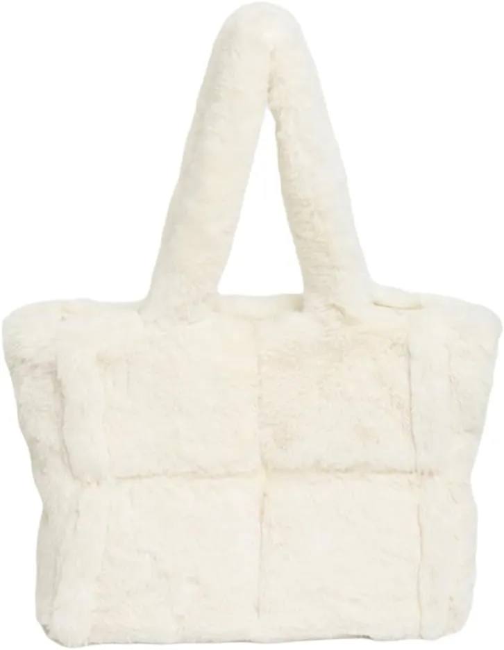 Large Capacity Soft Plush Bag for Women Winter Fleece Shoulder Purse Handbag Spacious for Shopping or Casual Outings