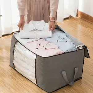 Large Capacity Storage Bag Quilted Dustproof Clothes Organizer Zipper Foldable