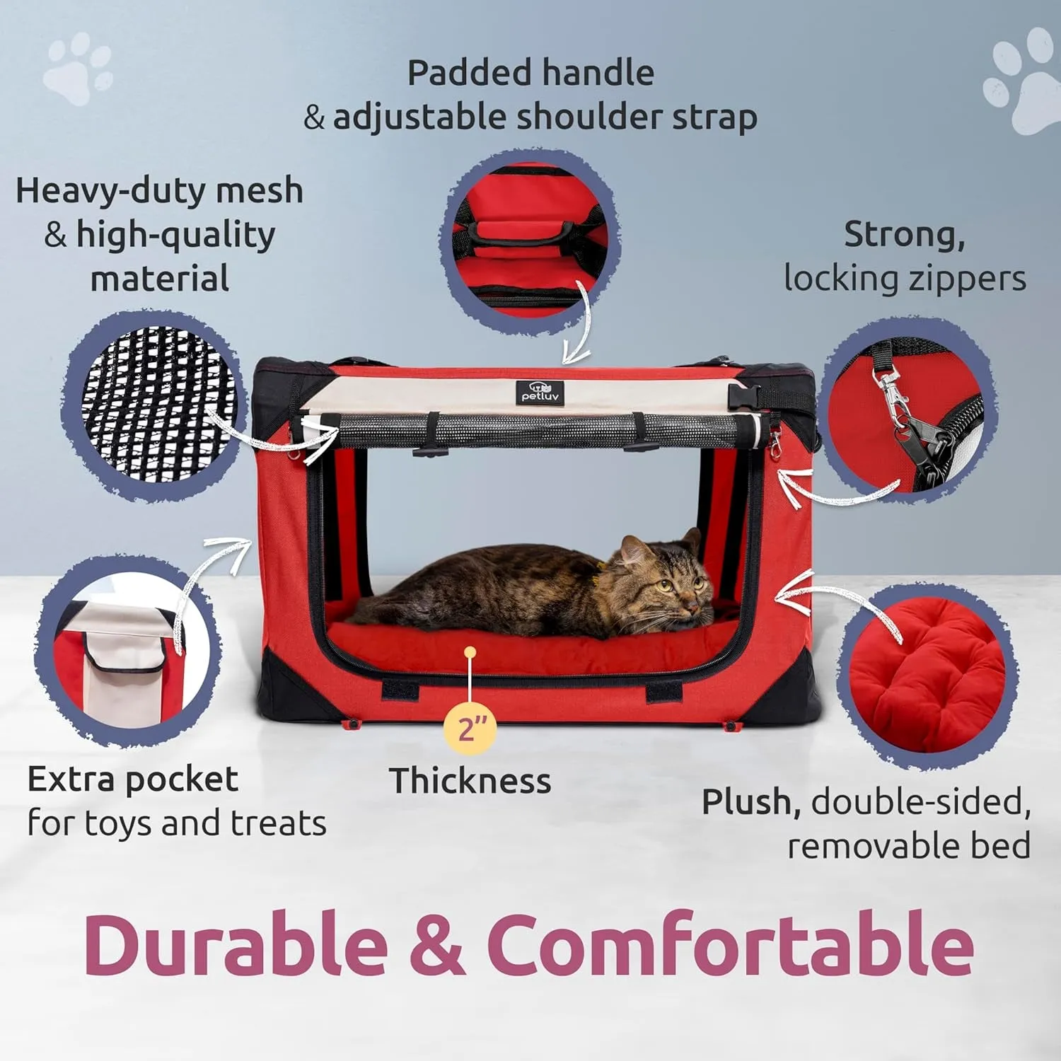 Large Cat Carrier & Dog Carrier for 2 Cats or Medium Dog. Soft Sided Pet Carrier for Travel. Collapsible, Portable Cat Bag with Soft Bed, Top & Side Loading, Locking Zippers, Puppy Crate & Cat Kennel