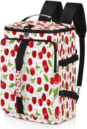 Large Sports Gym Bag With Shoe & Laptop Compartment 47L Waterproof Travel Duffel Bags for Men Women Cherry Print Luggage Backpack Duffle Bag