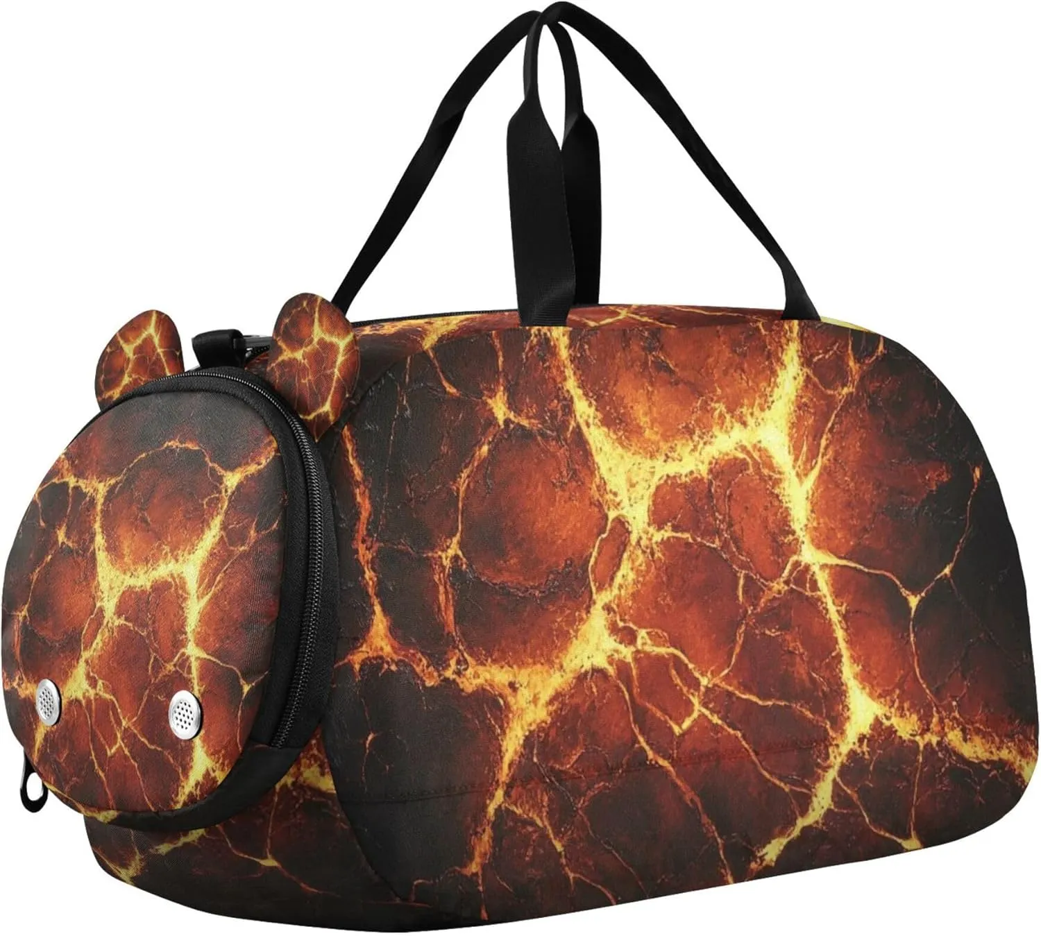 Lava Red Black Sports Duffle Bag for Kids Girls Boys, Gym Bag with Shoe Compartment, Kids Travel Overnight Weekender Shoulder Bag