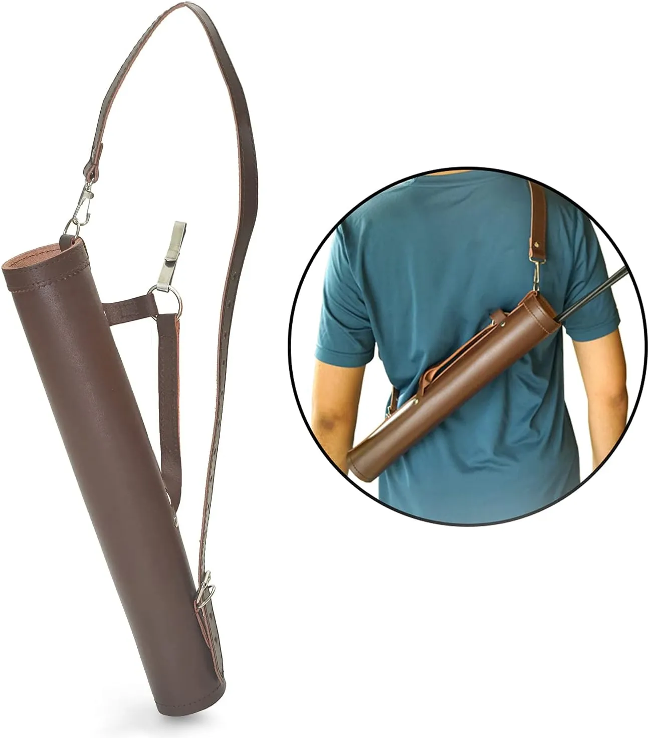 LC's Archery Back Arrow Quiver -Genuine Leather Arrow Quiver-Traditional Handmade Quiver for Arrows for Hunting & Target Practicing-Adjustable Lightweight & Comfortable