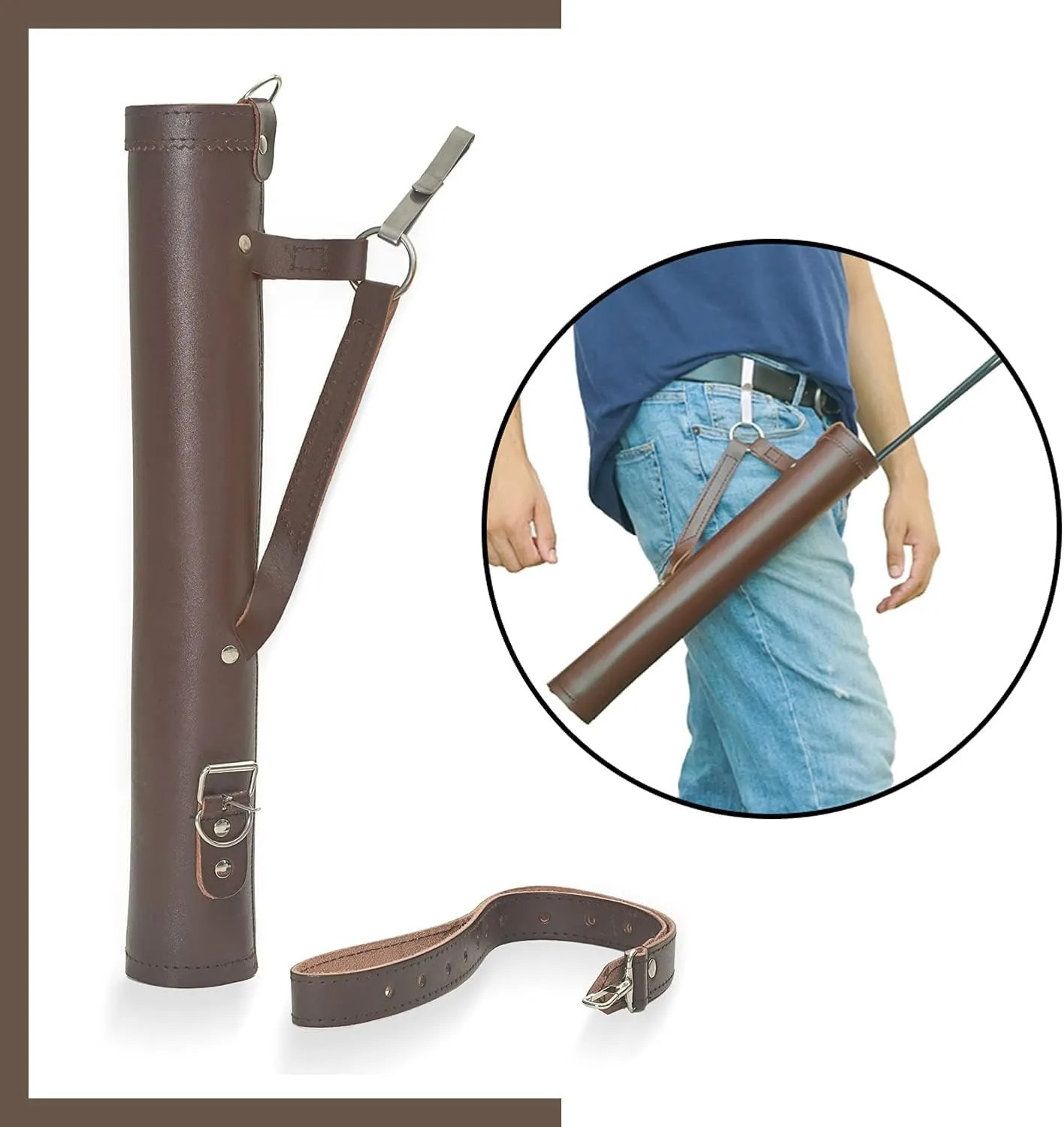 LC's Archery Back Arrow Quiver -Genuine Leather Arrow Quiver-Traditional Handmade Quiver for Arrows for Hunting & Target Practicing-Adjustable Lightweight & Comfortable