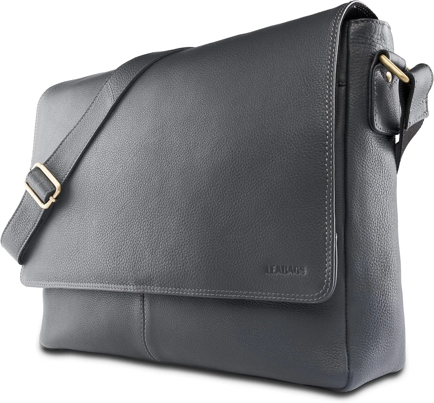 LEABAGS Leather Shoulder Bag for Men and Women | Laptop Bag up to 15" | Messenger Bag | Shoulder Bag | Work Bag | Handbag