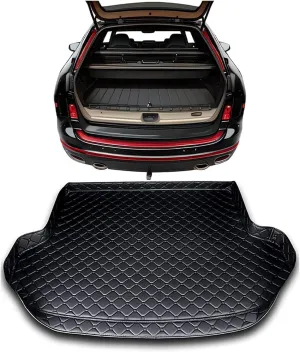 Leather Car Boot Mats Leather Trunk Mat for Mitsubishi Mirage 2012-2022, All Weather Cargo Liners Protection Floor Mat Auto Accessories,A-Black