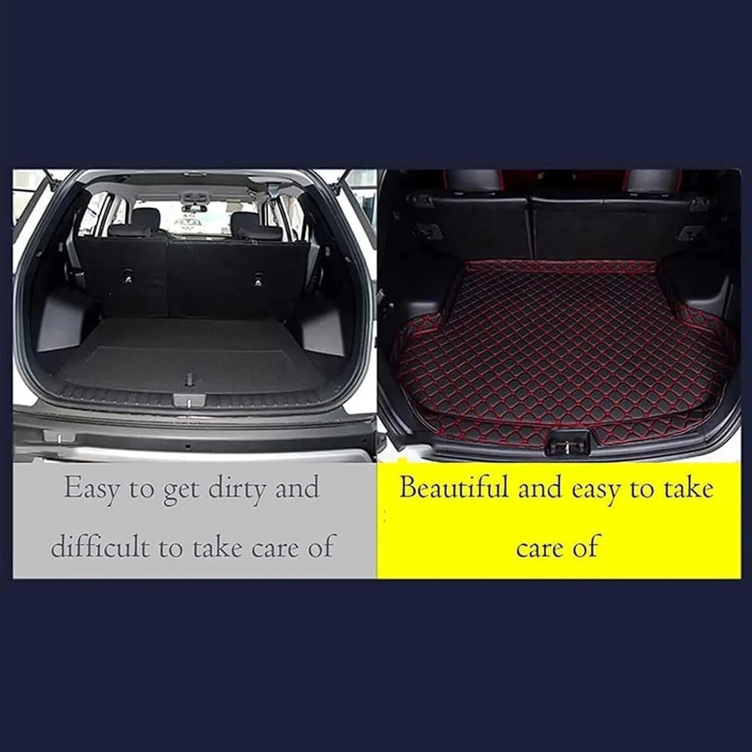 Leather Car Boot Mats Leather Trunk Mat for Mitsubishi Mirage 2012-2022, All Weather Cargo Liners Protection Floor Mat Auto Accessories,A-Black