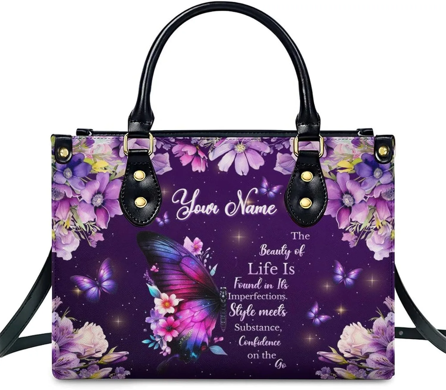 Leather Handbag for Women, Flower Tote Bags Crossbody Bag, Shoulder Purses for Daily & Travel, Gifts for Mom