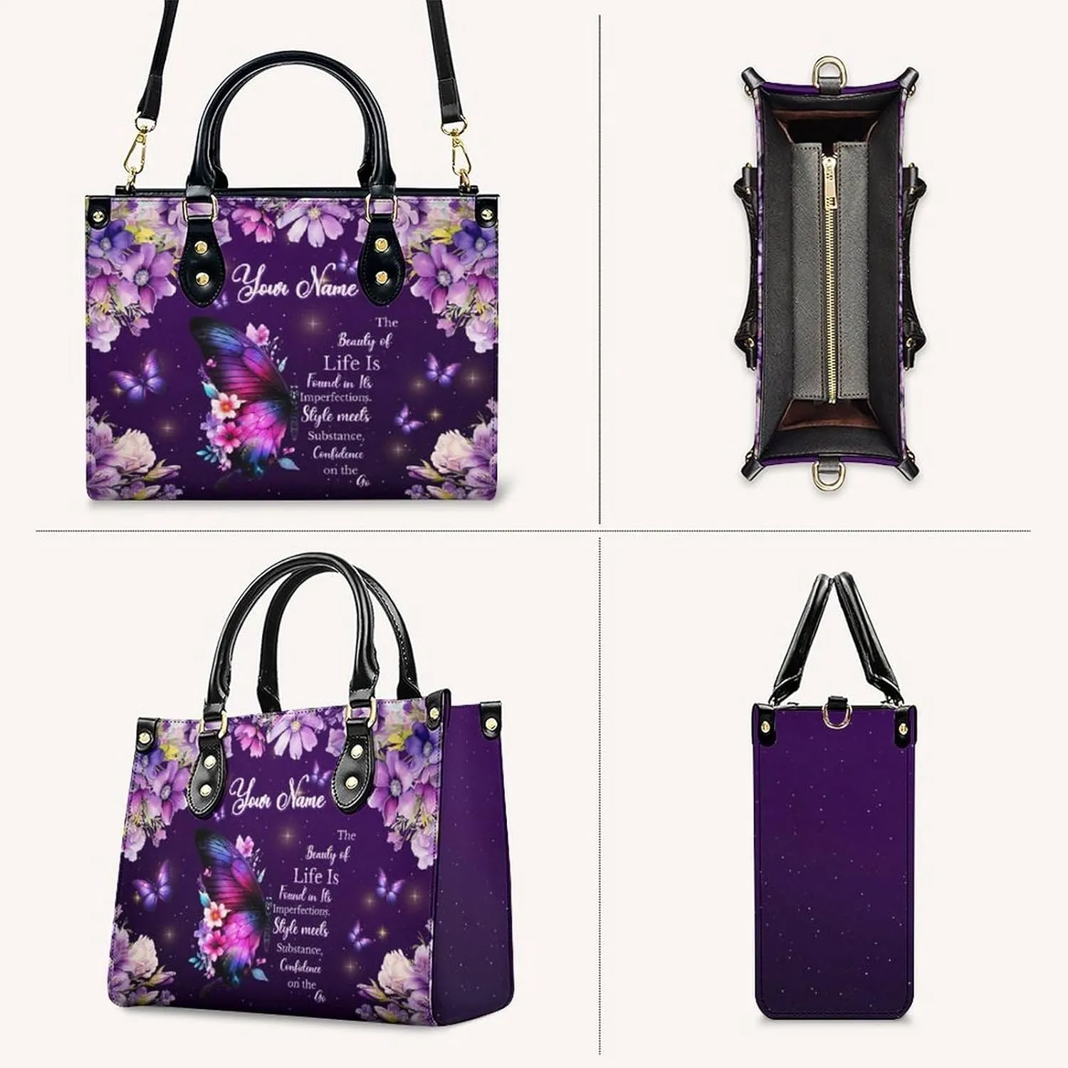 Leather Handbag for Women, Flower Tote Bags Crossbody Bag, Shoulder Purses for Daily & Travel, Gifts for Mom