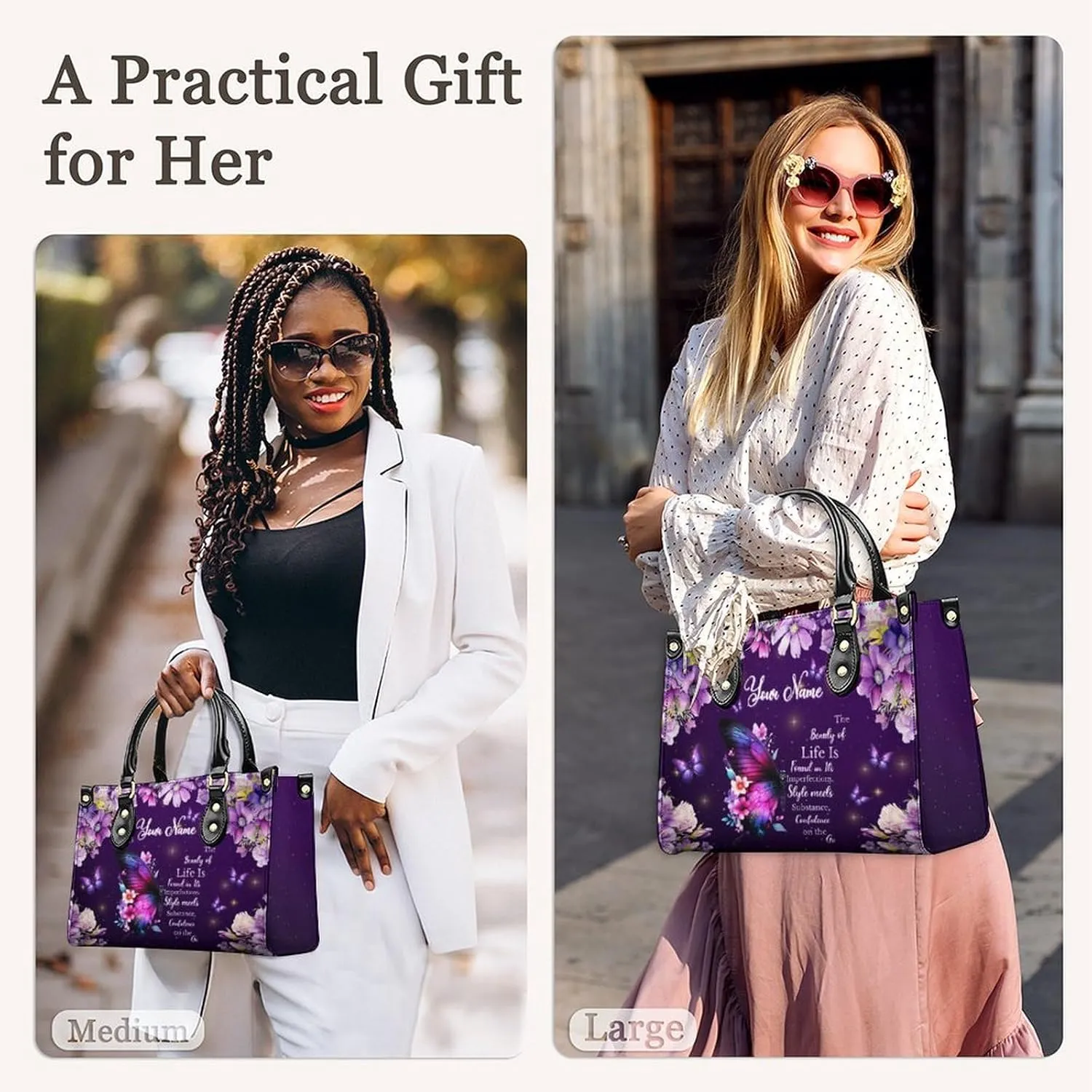 Leather Handbag for Women, Flower Tote Bags Crossbody Bag, Shoulder Purses for Daily & Travel, Gifts for Mom