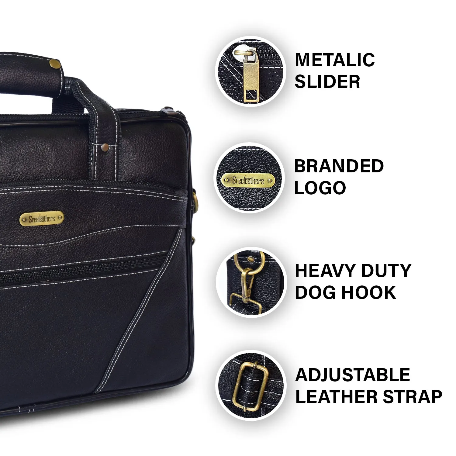 Leather Laptop Bag 36802 (BLACK)