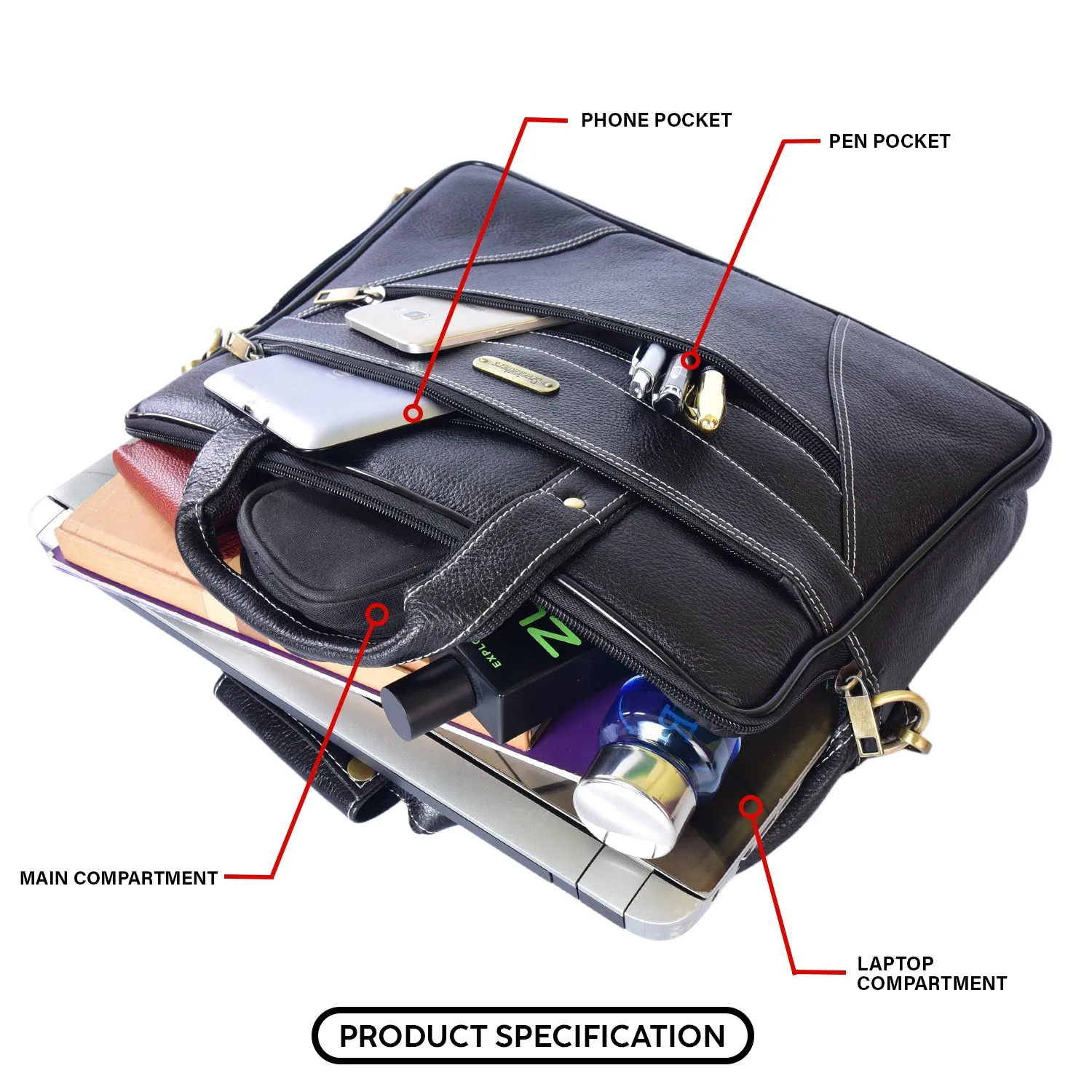 Leather Laptop Bag 36802 (BLACK)