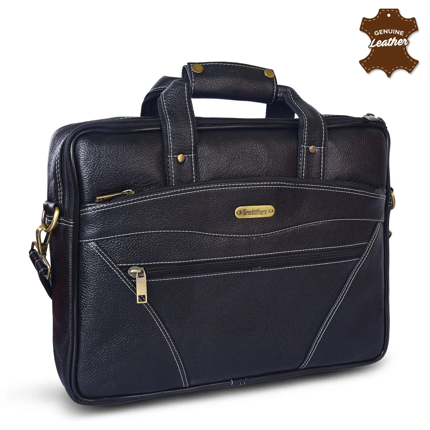 Leather Laptop Bag 36802 (BLACK)