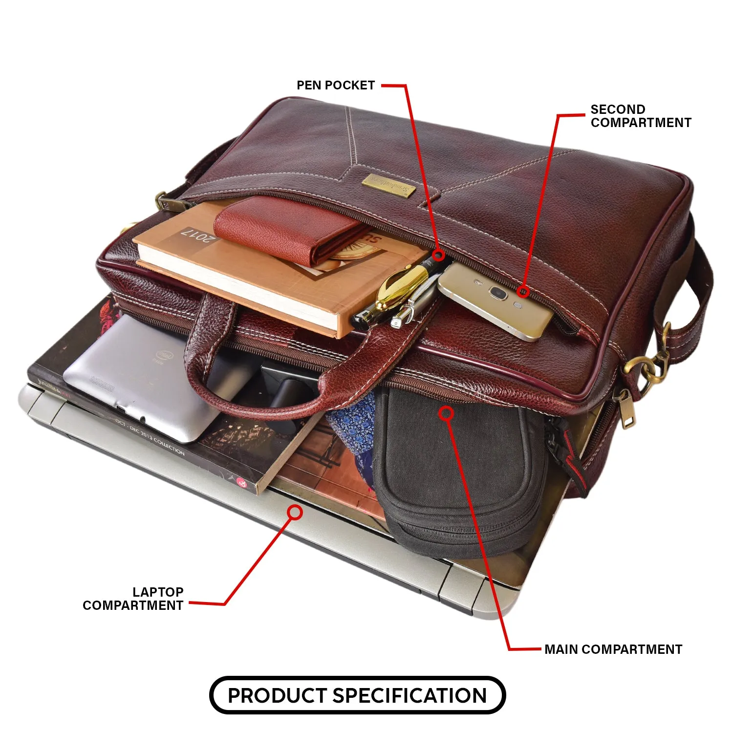 Leather Laptop Bag 36824 (Brown)