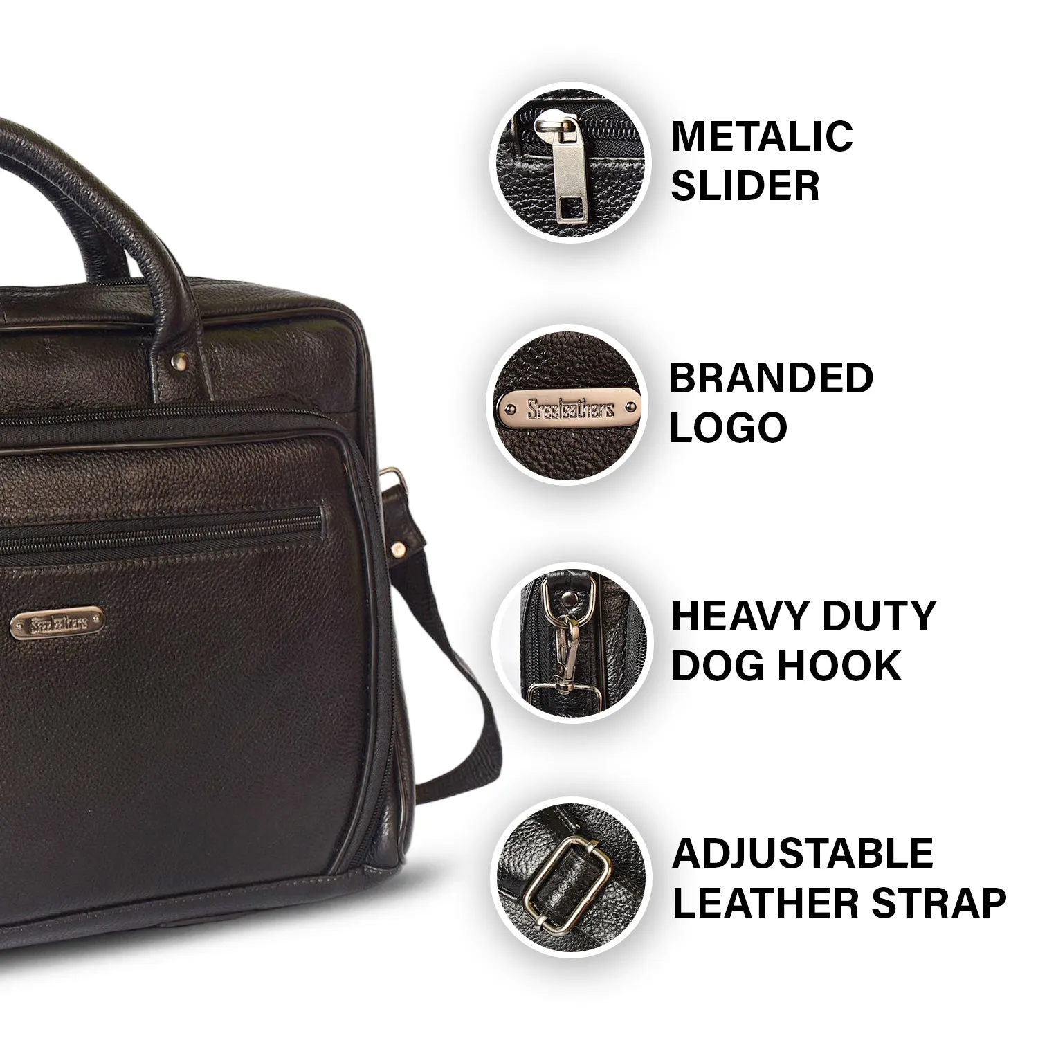 Leather Laptop Bag 36825 (Black)