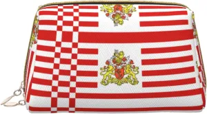 Leather portable cosmetic bag, zipper closure to take items, suitable for storage at home and travelFlag of the Senate of Bremen