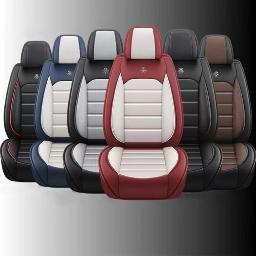Leather Seat Cover for Audi Q5 2009-2024,Soft Seat Covers,Interior Accessories Seat Covers Cushion Vehicle Protector Airbag Compatible(Red&White,2PCS Front)