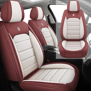 Leather Seat Cover for Audi Q5 2009-2024,Soft Seat Covers,Interior Accessories Seat Covers Cushion Vehicle Protector Airbag Compatible(Red&White,2PCS Front)