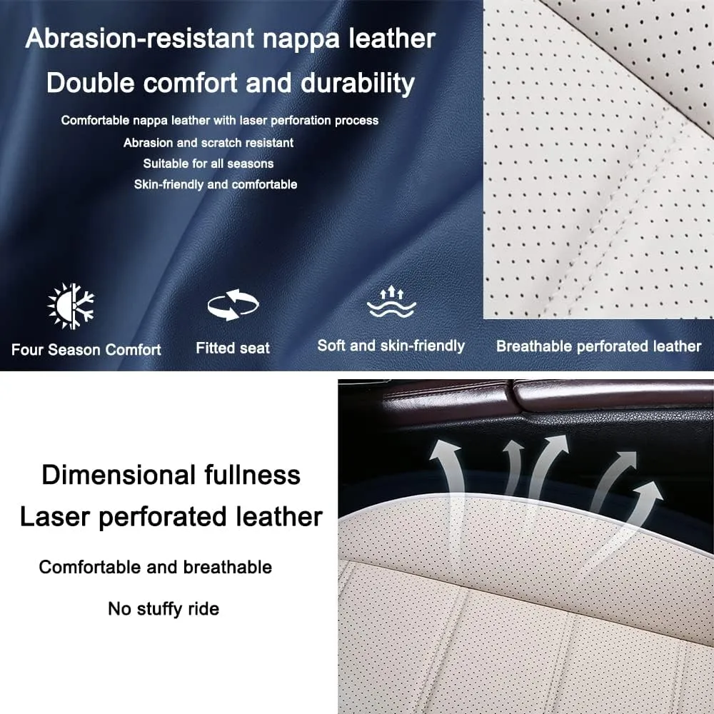 Leather Seat Cover for Audi Q5 2009-2024,Soft Seat Covers,Interior Accessories Seat Covers Cushion Vehicle Protector Airbag Compatible(Red&White,2PCS Front)
