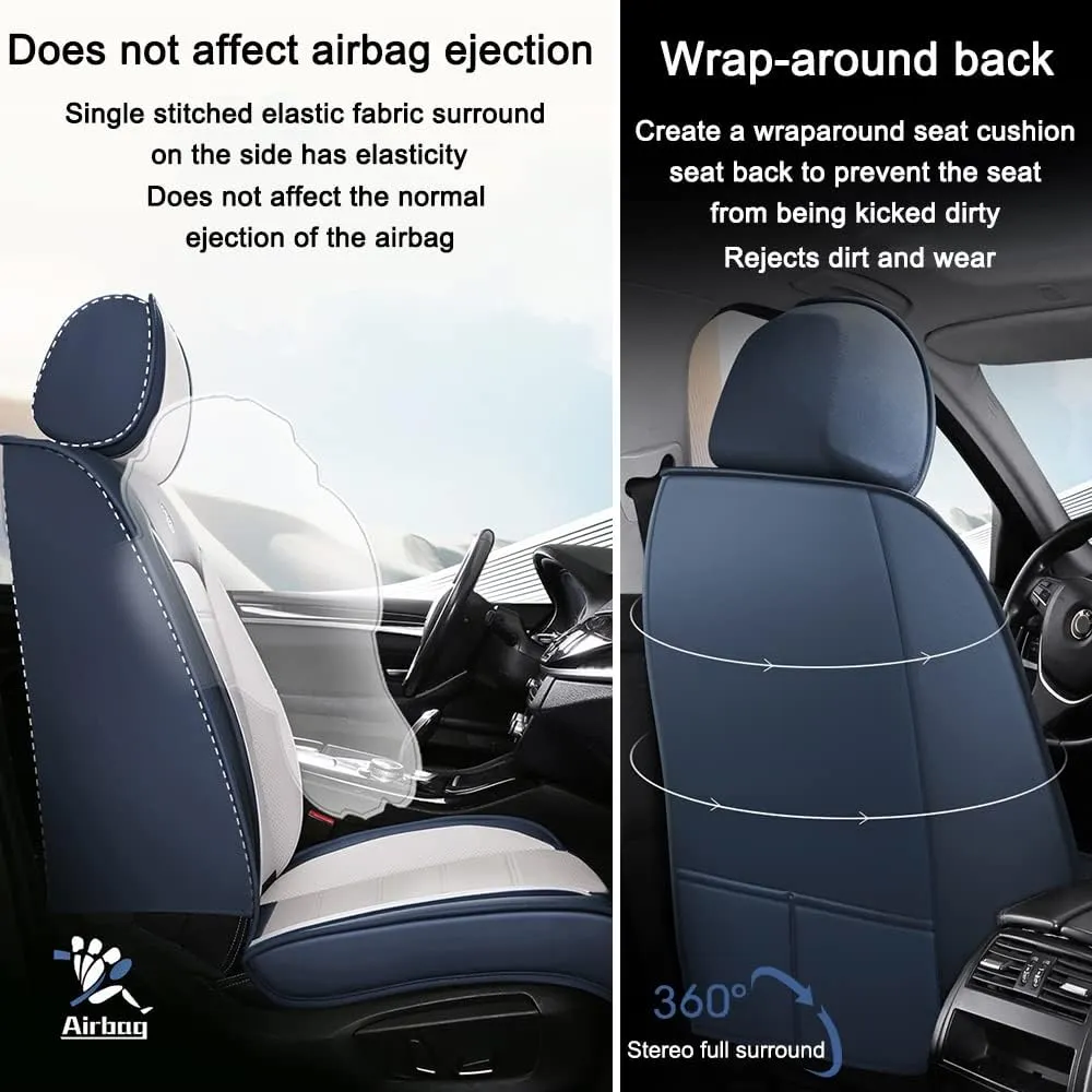Leather Seat Cover for Audi Q5 2009-2024,Soft Seat Covers,Interior Accessories Seat Covers Cushion Vehicle Protector Airbag Compatible(Red&White,2PCS Front)