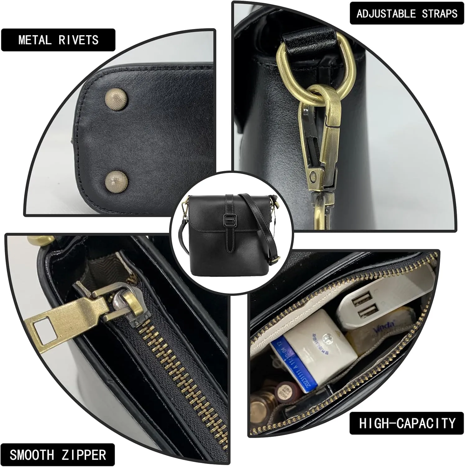 Leather Tote Bags for Women Genuine Leather Crossbody Tote Purse with Zipper Shoulder Bag Small