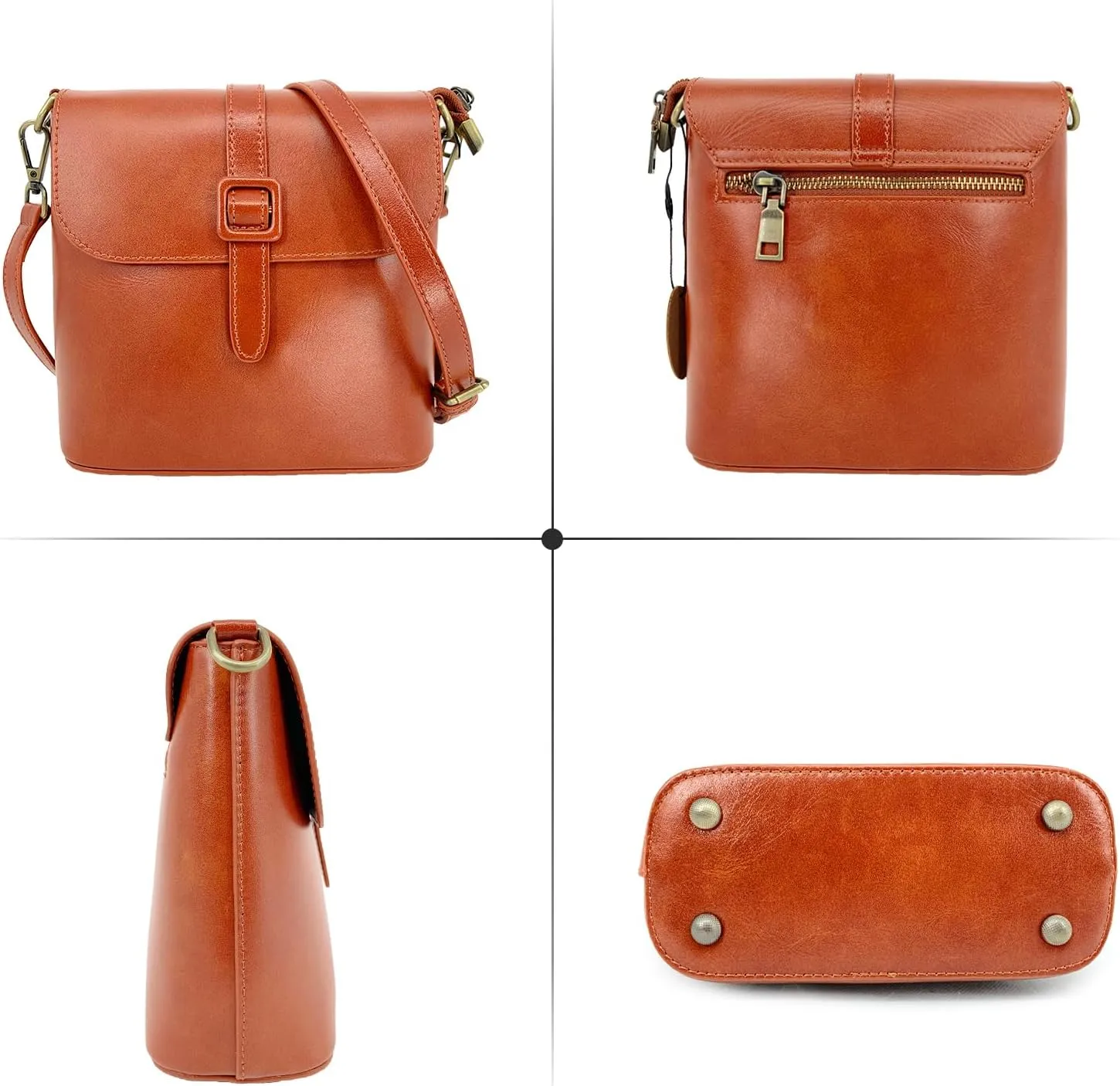 Leather Tote Bags for Women Genuine Leather Crossbody Tote Purse with Zipper Shoulder Bag Small