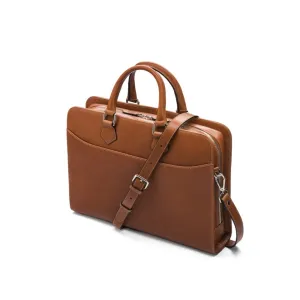 Leather Trinity 13" Laptop Briefcase - Tan