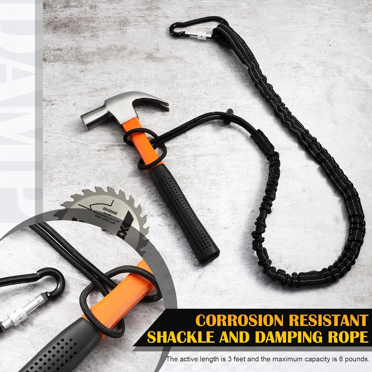 LEIFIDE 32 Pcs Tool Lanyard Standard Length Safety Tool Leash 17.6lb 8kg Tough Adjustable Fall Protection Tether with Aluminum Screw Lock Buckle, Shock Cord Stopper and Retractable Loop End, Black