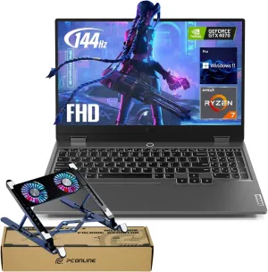 Lenovo LOQ Pro 15 AI Gaming Laptop with Copilot, 15.6" FHD 144Hz, AMD Ryzen 7 7435HS, GeForce RTX 4070, 64GB DDR5 RAM, 2TB SSD, Backlit KB, Bundle with PCO Notebook Folding Radiator, Laptop Cooler