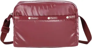 LeSportsac Coastal Cabernet Daniella Crossbody Bag, Style 2434/Color M217, Sultry Garnet/Burgundy Jewel Tone Specialty Patent, Modern Wide Tonal Zipper, Subtle Shimmer