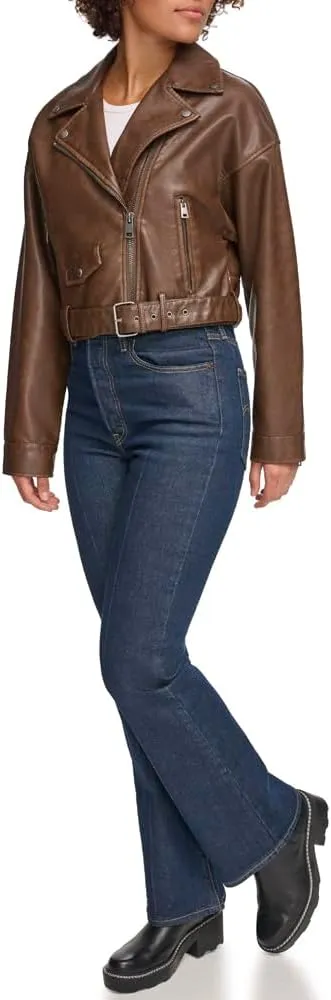 Levi's Women's Faux Leather Cropped Moto Jacket