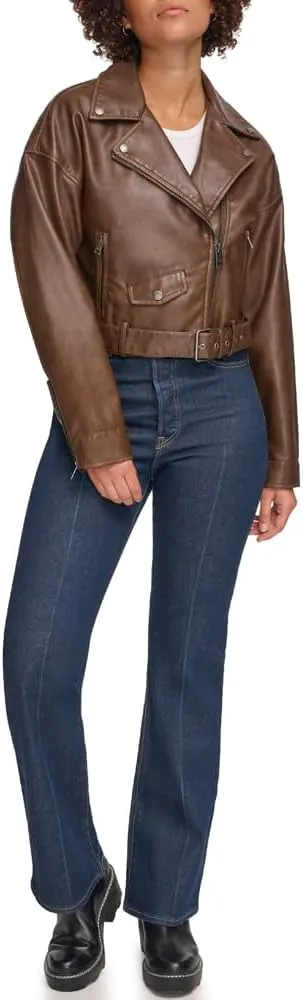 Levi's Women's Faux Leather Cropped Moto Jacket