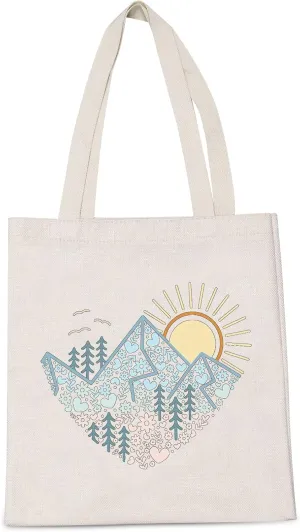 LEVLO Adventure Awaits Gift Wanderlust Explore More Shopping Bag Nature Camp Love Book Tote Bag for Women BFF